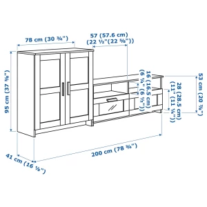 Второе фото. Тумба под ТВ - IKEA BRIMNES, 200х41х95 см, белый, БРИМНЭС/БРИМНЕС ИКЕА