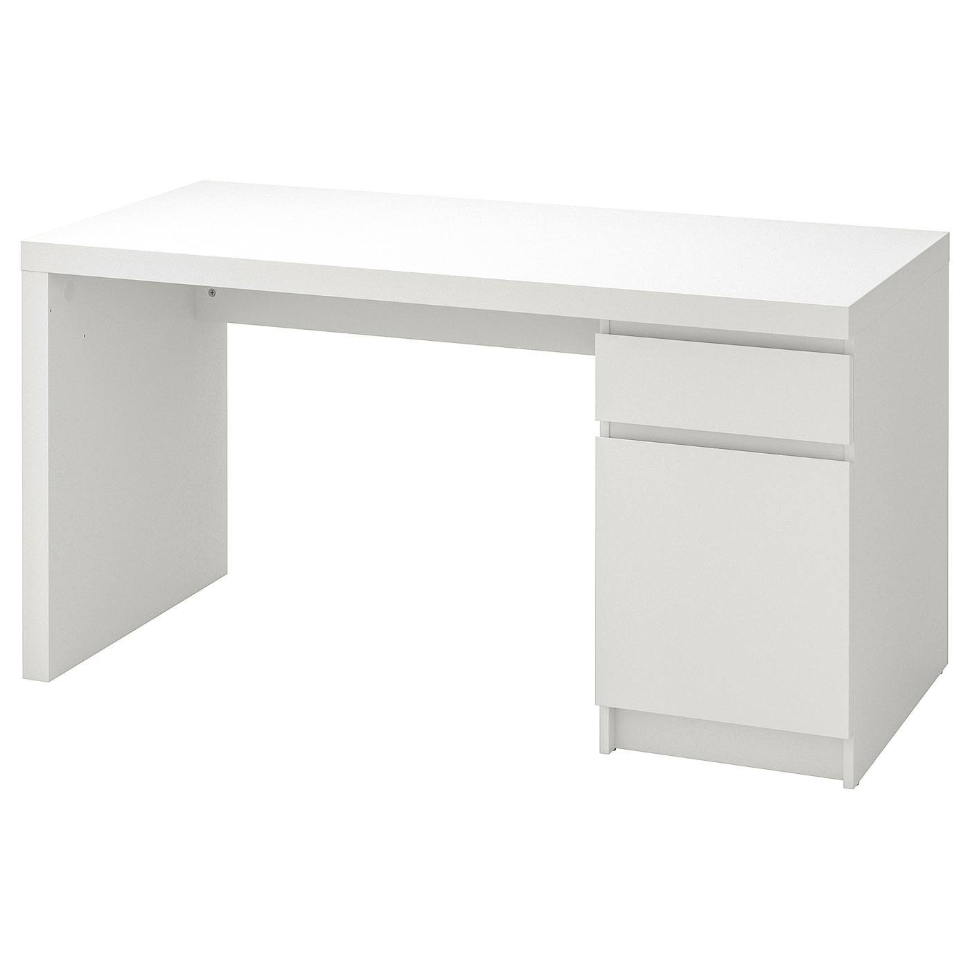 Письменный стол с ящиком - IKEA MALM, 140x65 см, белый, МАЛЬМ ИКЕА