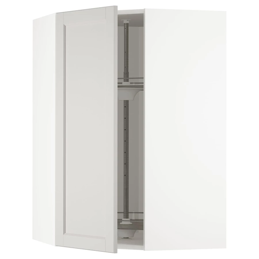 Угловой навесной шкаф с каруселью - METOD  IKEA/  МЕТОД ИКЕА, 100х68 см, белый/светло-серый (изображение №1)