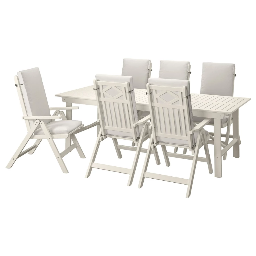 Стол + 6 стула - BONDHOLMEN IKEA/ БОНДХОЛЬМЕН ИКЕА, 235х90х74 см, белый (изображение №1)