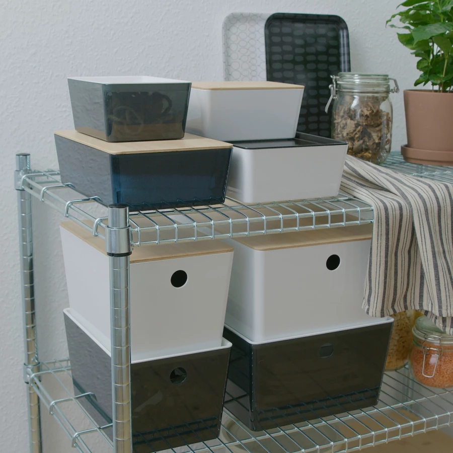 Коробка с крышкой - KUGGIS IKEA/ КУГГИС ИКЕА,  белый / под беленый дуб (изображение №4)