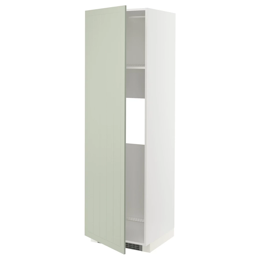 Высокий кухонный шкаф - IKEA METOD/МЕТОД ИКЕА, 200х60х60 см, белый/зеленый (изображение №1)