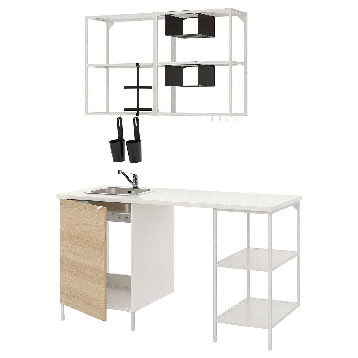 Кухня -  ENHET  IKEA/ ЭНХЕТ ИКЕА, 222х163 см, белый/бежевый