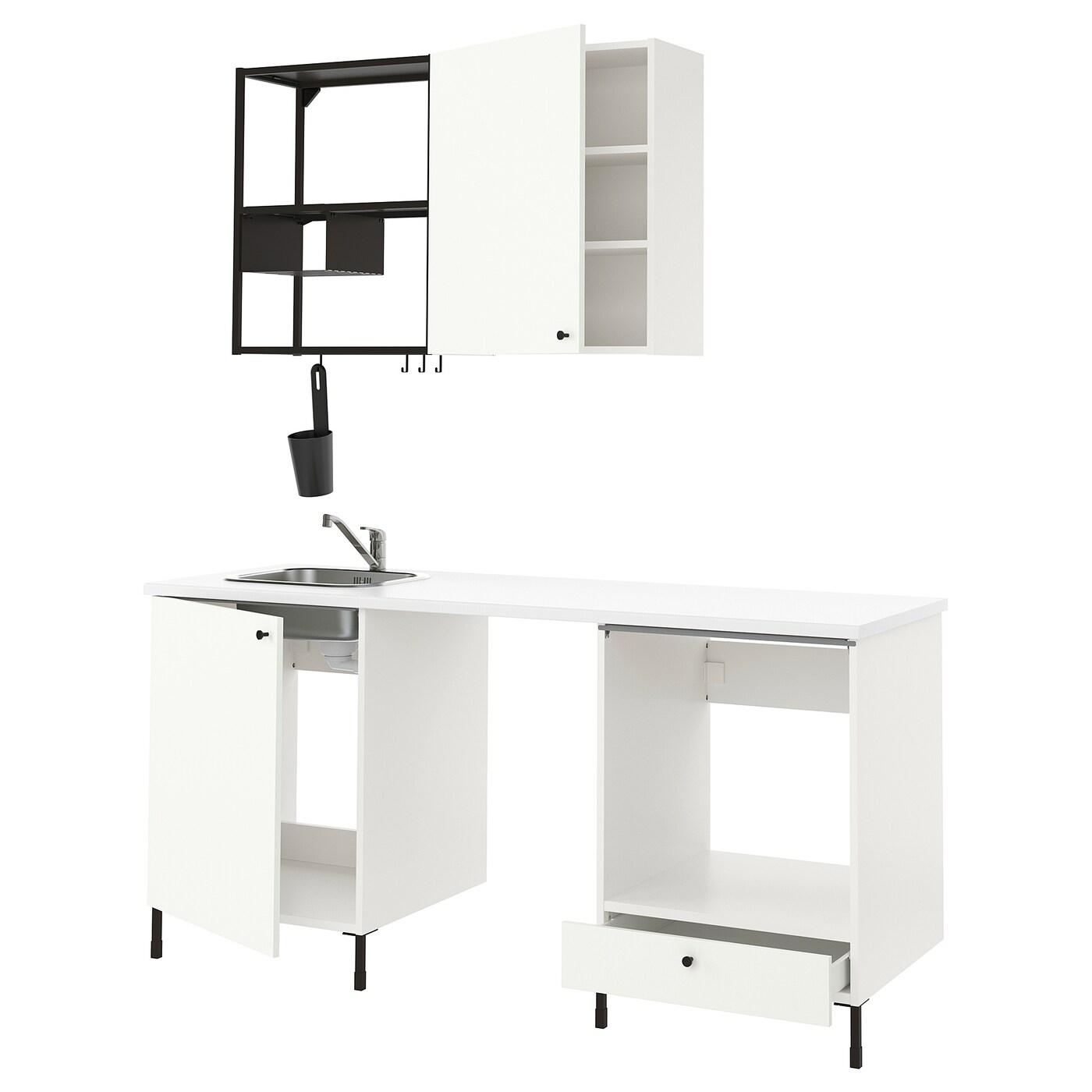 Кухня -  ENHET  IKEA/ ЭНХЕТ ИКЕА, 222х183 см, белый/черный