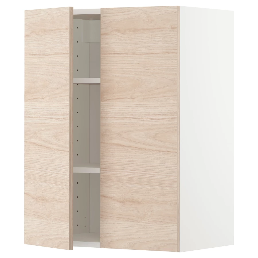 Навесной шкаф с полкой - METOD IKEA/ МЕТОД ИКЕА, 80х60 см,  под беленый дуб /белый (изображение №1)