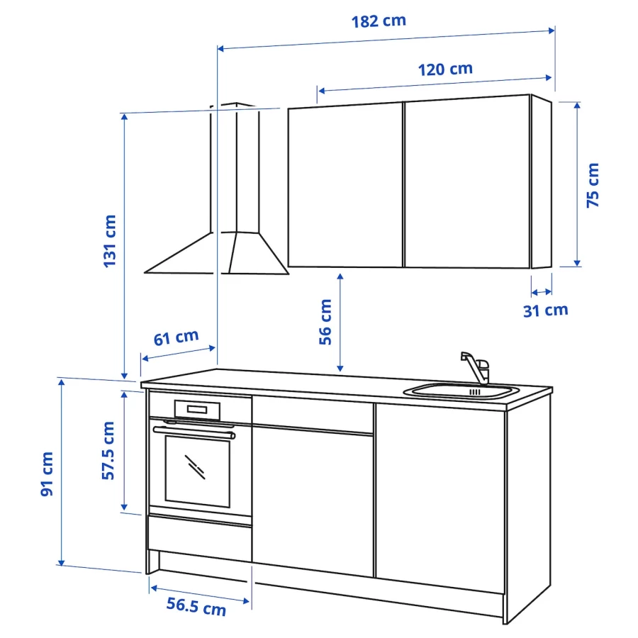 Кухонная комбинация для хранения - KNOXHULT IKEA/ КНОКСХУЛЬТ ИКЕА, 180x61x220 см, белый/серый (изображение №11)