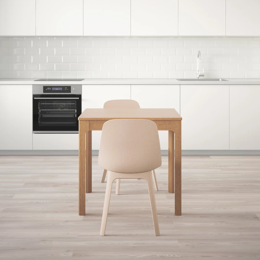 Стол и 2 стула - IKEA EKEDALEN/ODGER/ЭКЕДАЛЕН/ОДГЕР ИКЕА, 120х80 см, дуб/бежевый (изображение №3)
