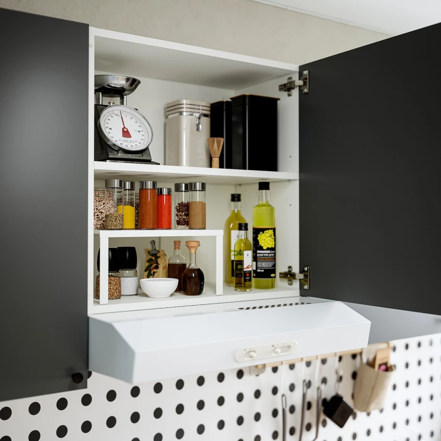 Кухонный навесной шкаф - IKEA KNOXHULT/КНОКСХУЛЬТ ИКЕА, 60x60х31 см, белый/черный (изображение №2)