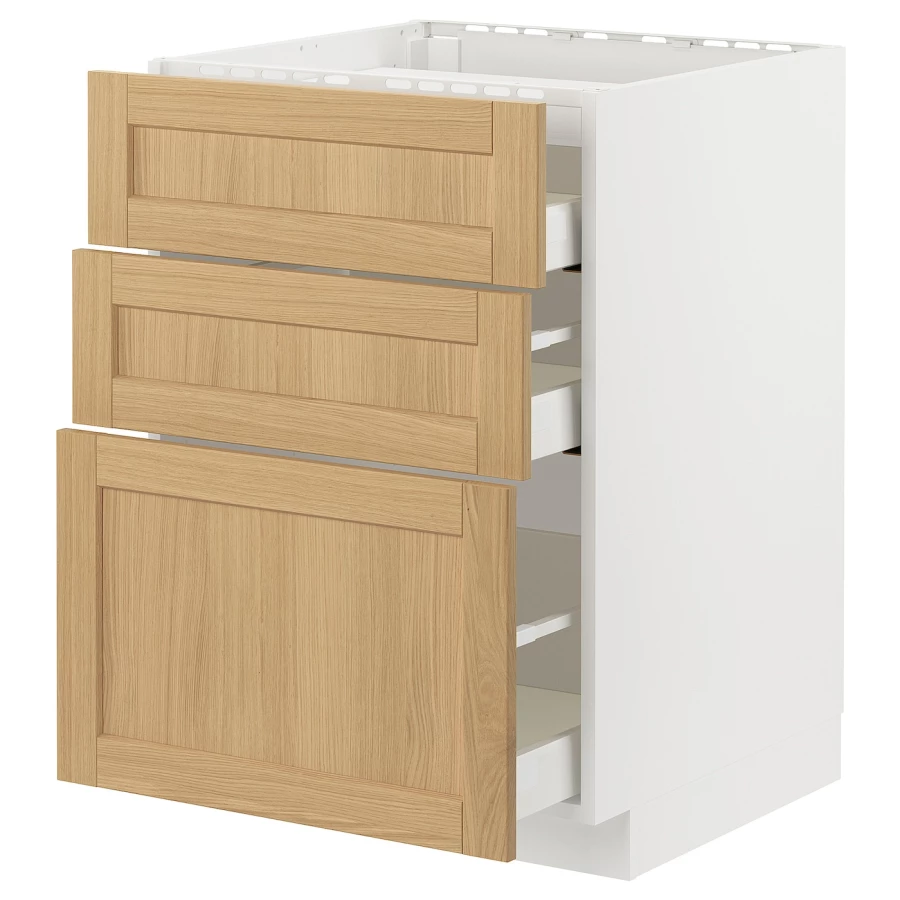 Напольный шкаф - METOD / MAXIMERA IKEA/ МЕТОД/ МАКСИМЕРА ИКЕА,  60х60 см, белый/ под беленый дуб (изображение №1)