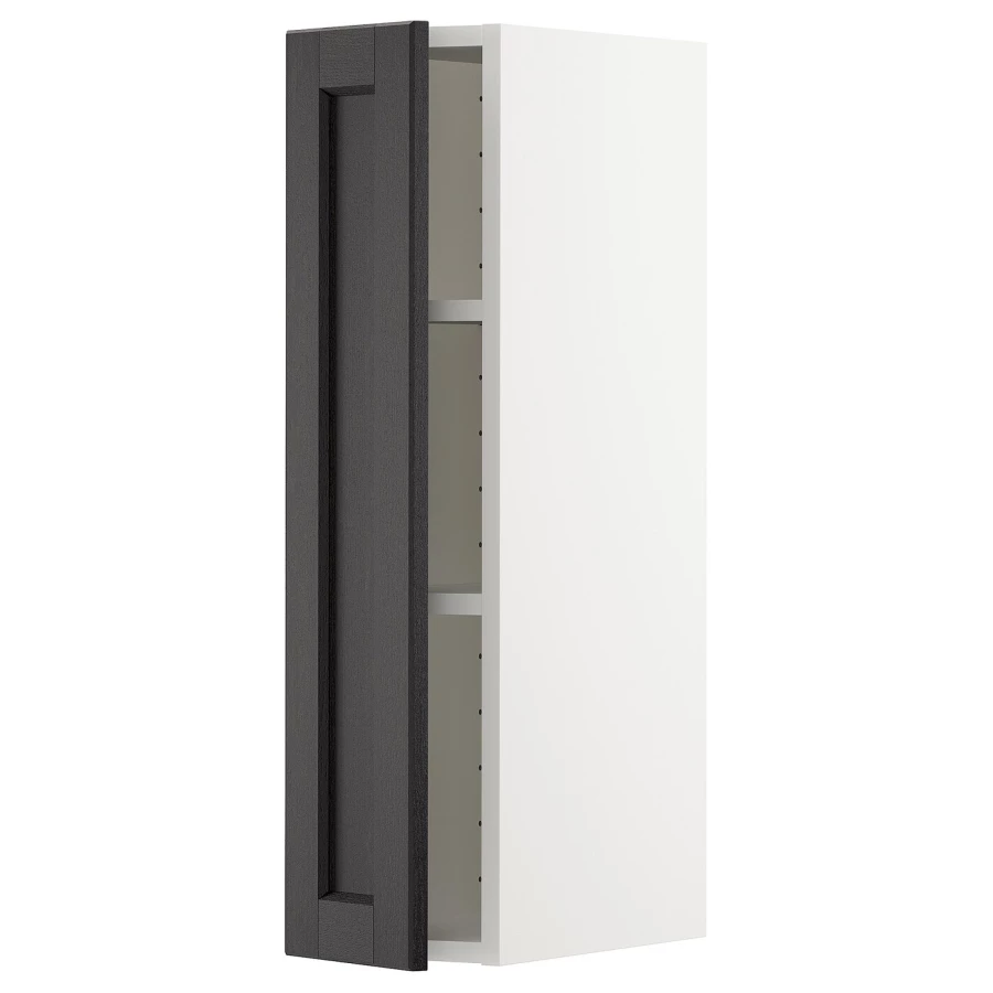 Навесной шкаф с полкой - METOD IKEA/ МЕТОД ИКЕА, 80х20 см, белый/черный (изображение №1)