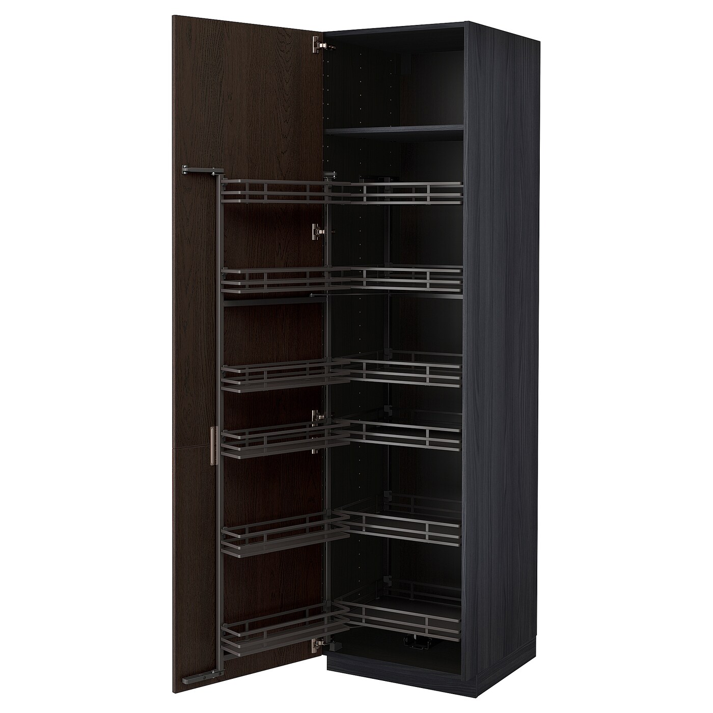 Высокий шкаф с выдвижной кладовой - IKEA METOD/МЕТОД ИКЕА, 60х60х220 см, черный