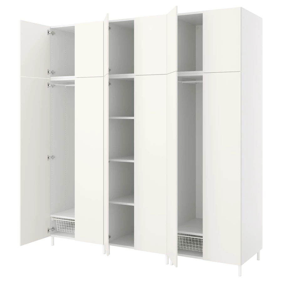 Платяной шкаф - IKEA PLATSA/FONNES  / ПЛАТСА/ФОННЕС ИКЕА, 240x57x251 см, белый (изображение №1)