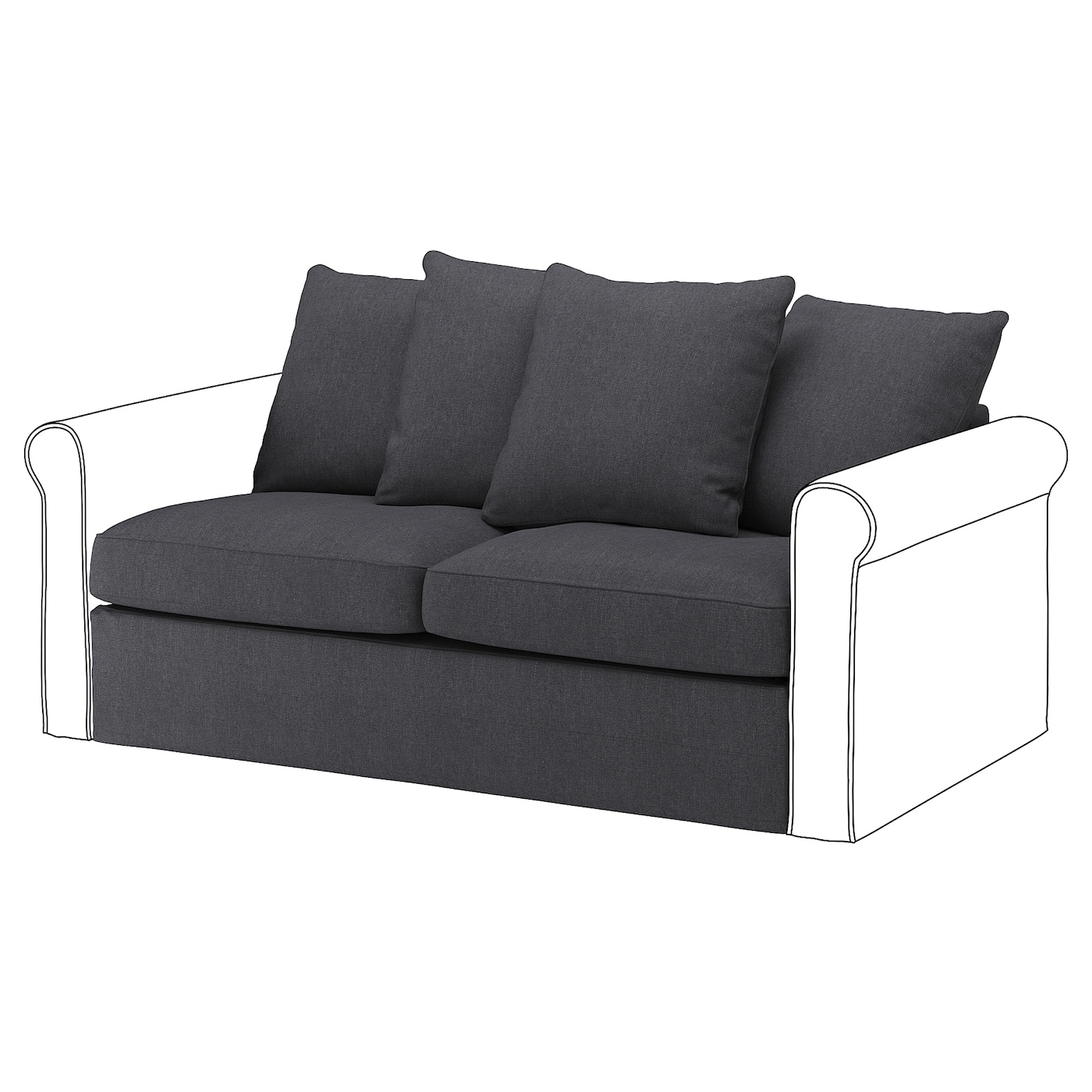 2-местный диван-кровать - IKEA GRÖNLID/GRONLID, 98x160см, черный, ГРОНЛИД ИКЕА