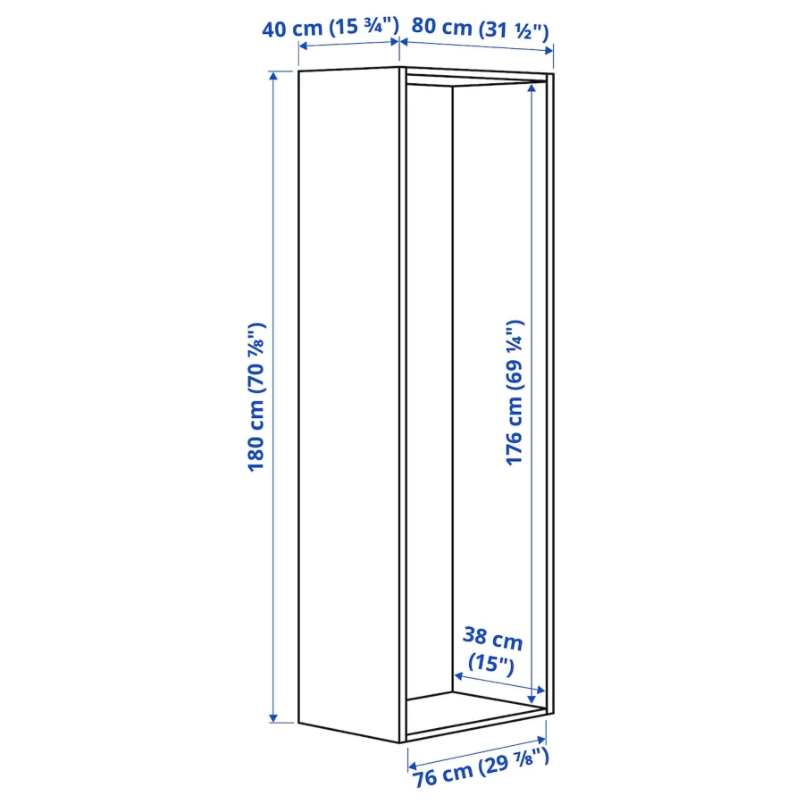 Каркас шкафа - PLATSA IKEA/ПЛАЦА ИКЕА, 40х80х180 см, белый (изображение №3)
