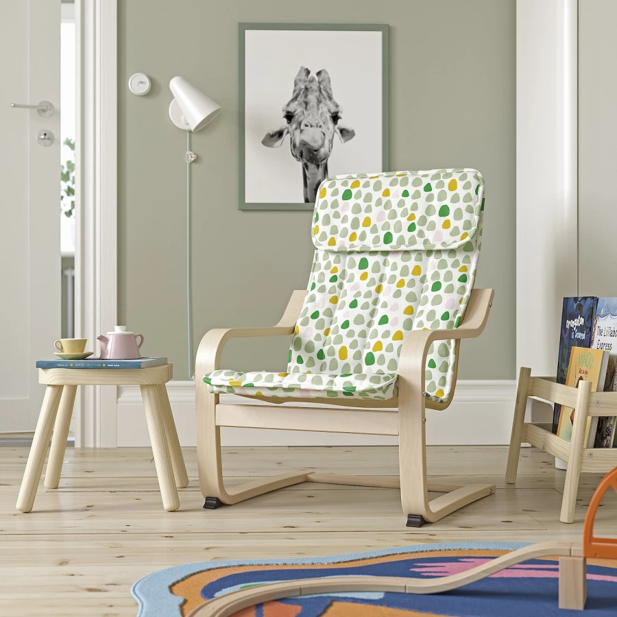 Кресло детское  - POÄNG /POANG IKEA/ ПОЭНГ ИКЕА, 68х47 см, разноцветное (изображение №3)