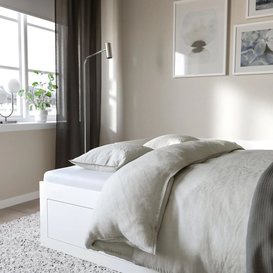 Каркас кровати-кушетки c 2 ящиками - IKEA BRIMNES, 80х200 см, белый, БРИМНЭС/БРИМНЕС ИКЕА (изображение №5)