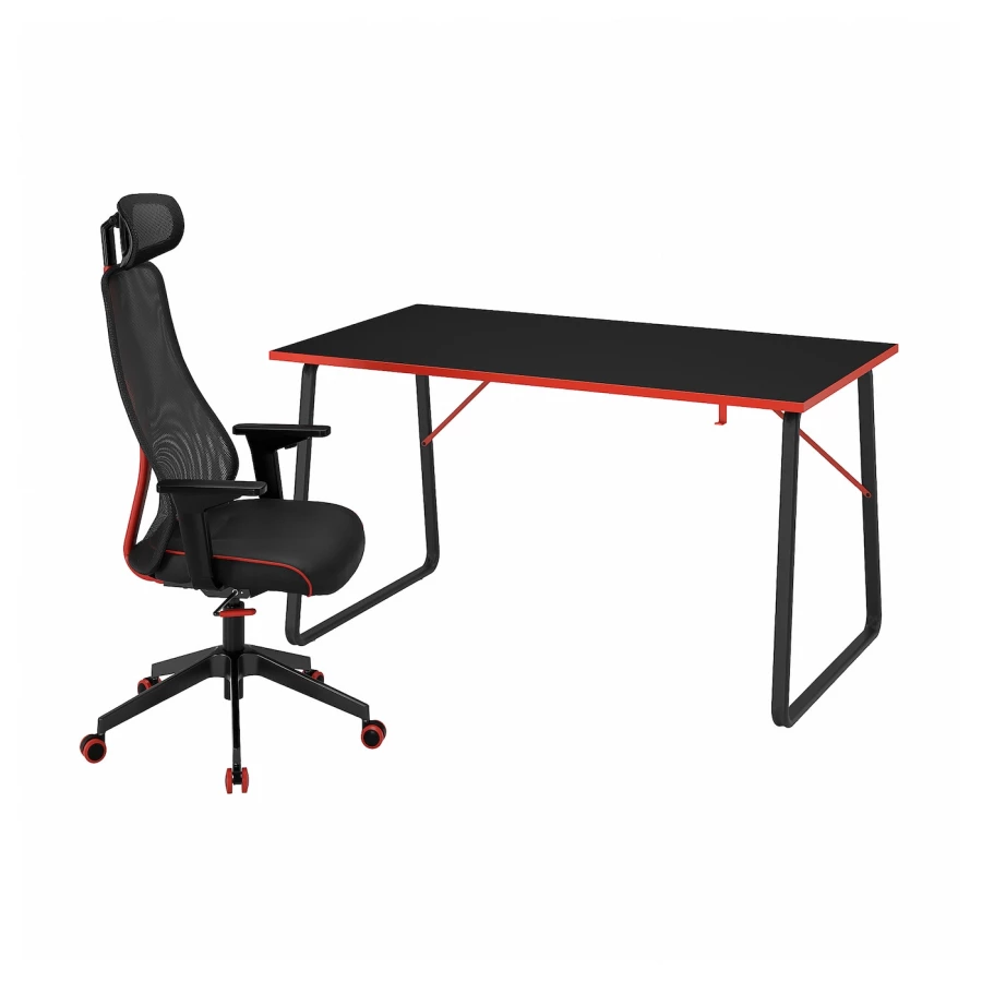Игровой стол и стул - IKEA HUVUDSPELARE, черный,  140х80 см, ХУВУДСПЕЛАРЕ ИКЕА (изображение №1)