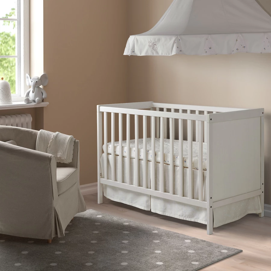 Кровать для новорожденных - IKEA SUNDVIK, 60x120 см, белый, СУНДВИК ИКЕА (изображение №2)