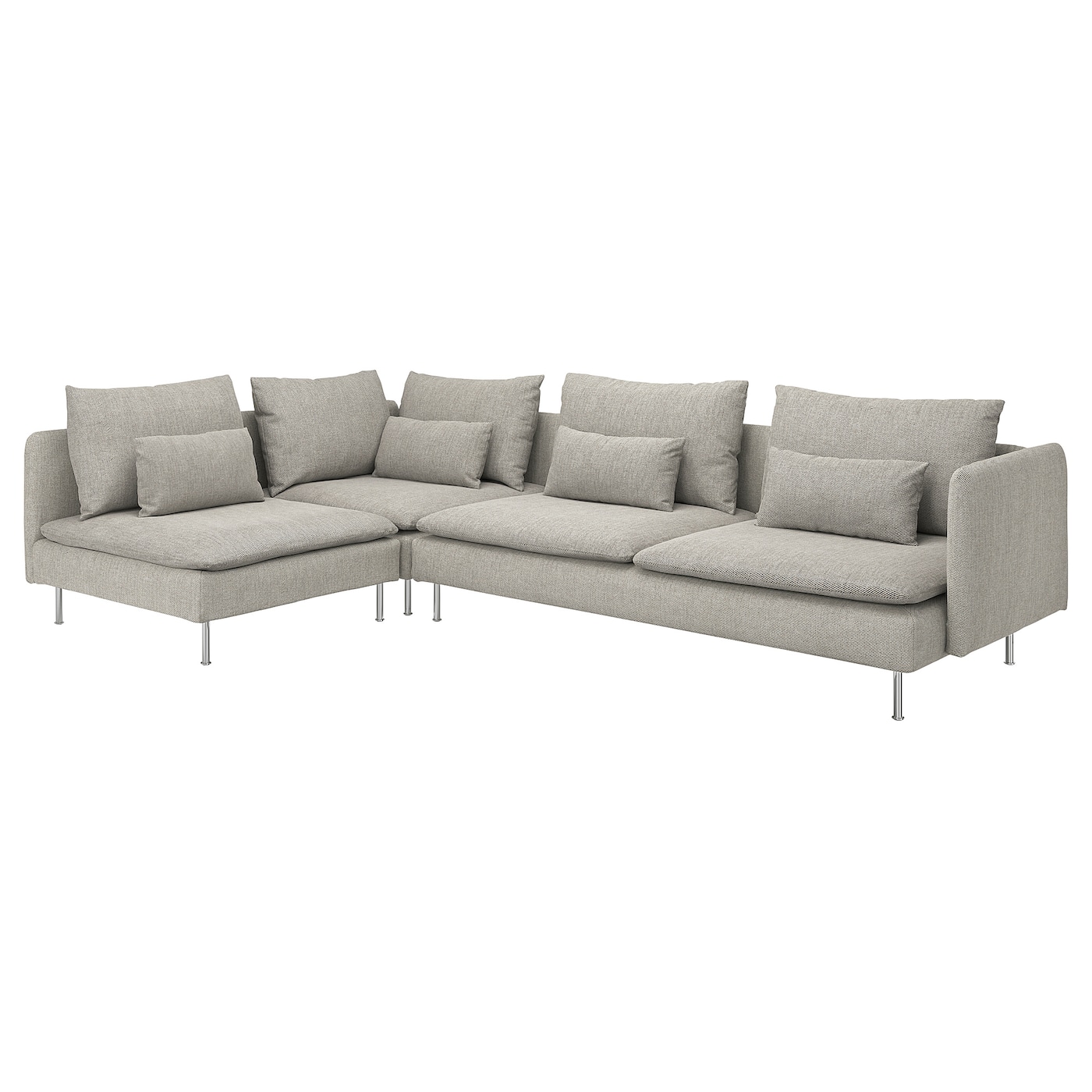 4-местный угловой диван - IKEA SÖDERHAMN/SODERHAMN, 99x192/291см, серый, СЕДЕРХАМН ИКЕА