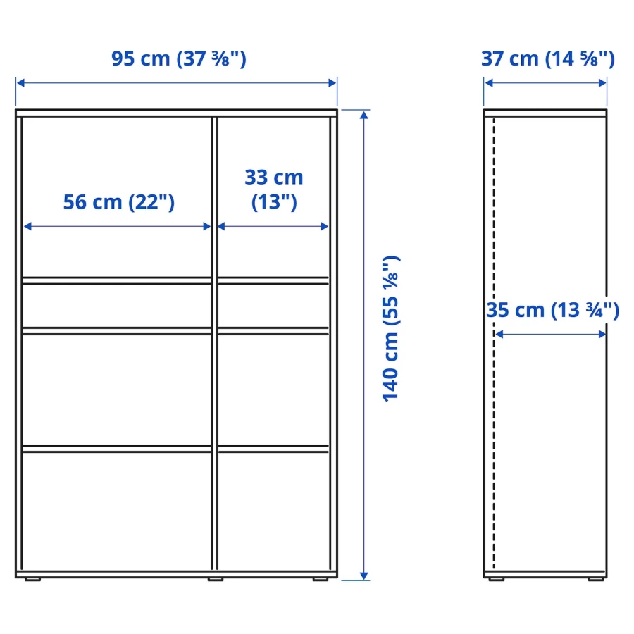 Открытый шкаф - VIHALS IKEA/ВИХАЛС ИКЕА, 37х95х140 см, белый (изображение №6)