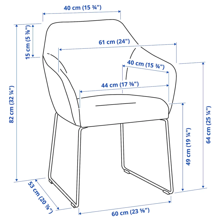 Стол 4 стула - STRANDTORP  / BERGMUND IKEA/ СТРАНДТОРП/БЕРГМУНД ИКЕА, 205х95х75 см, серый/черный (изображение №4)