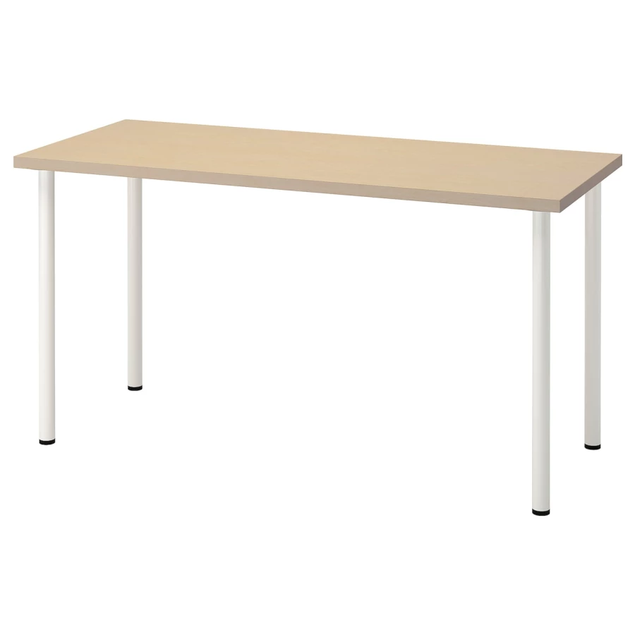 Рабочий стол - IKEA MÅLSKYTT/MALSKYTT/ADILS, 140х60 см, береза/белый, МОЛСКЮТТ/АДИЛЬС ИКЕА (изображение №1)