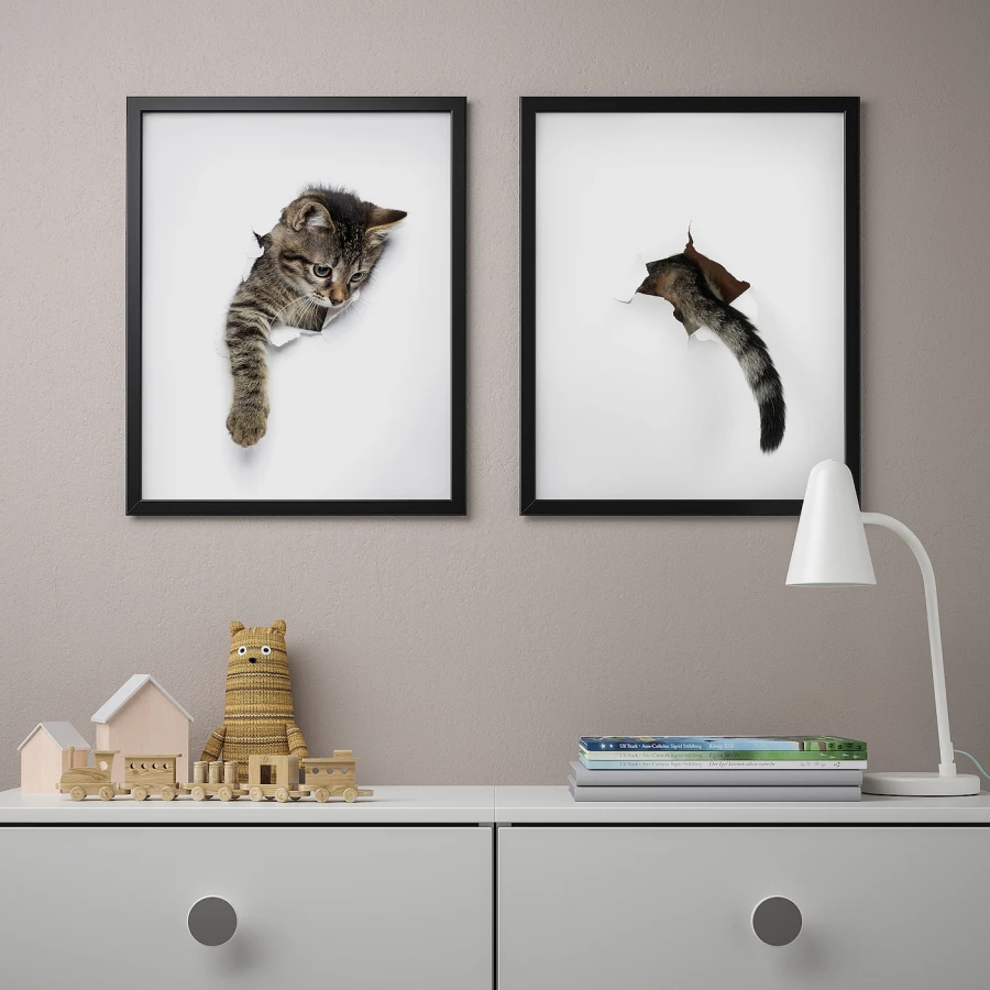 Постер, 2 шт. - IKEA BILD, 40х50 см, «Появление кошки», БИЛЬД ИКЕА (изображение №2)