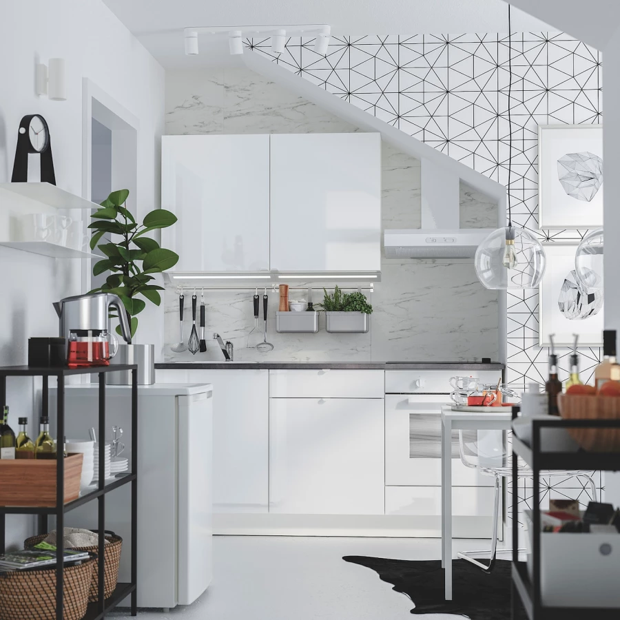 Кухонная комбинация для хранения - KNOXHULT IKEA/ КНОКСХУЛЬТ ИКЕА, 180x61x220 см, белый/серый (изображение №3)