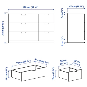Комод - IKEA NORDLI/НОРДЛИ ИКЕА, 47х76х120 см, белый