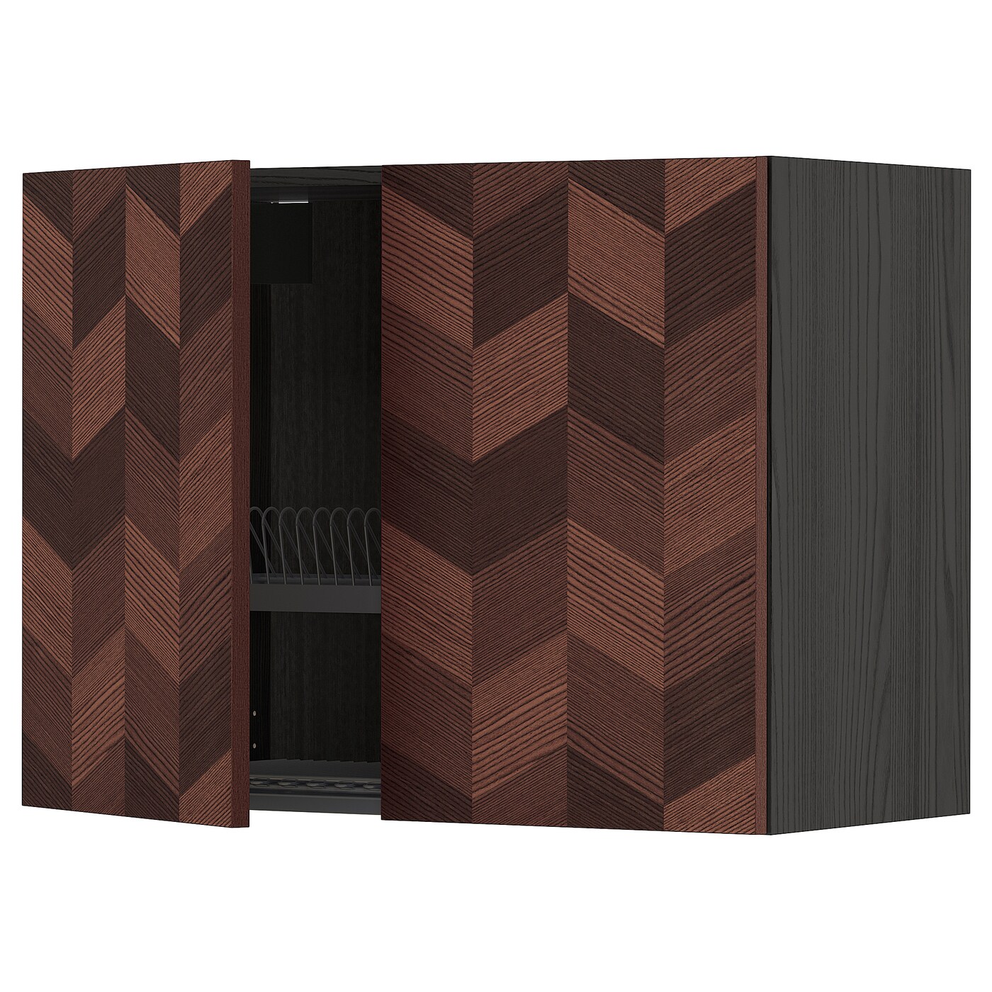 Навесной шкаф с сушилкой/2 дверцы - METOD / MAXIMERA IKEA/  МЕТОД/МАКСИМЕРА ИКЕА, 60х80 см, черный/коричневый