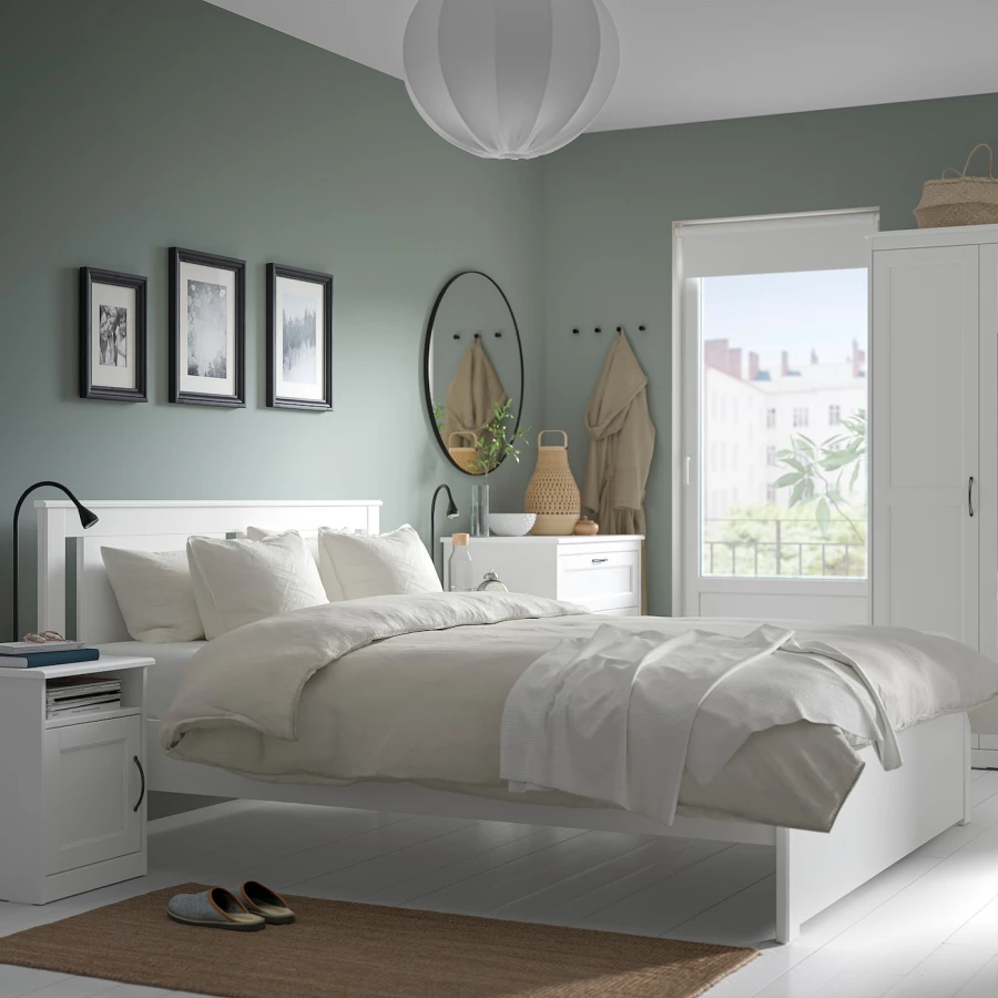 Комбинация мебели для спальни - IKEA SONGESAND, 200x140см, белый, СОНГЕСАНД ИКЕА (изображение №2)