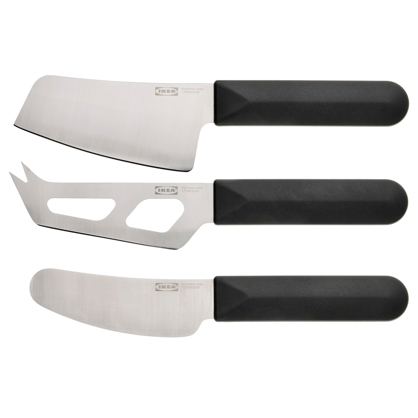 Набор ножей для сыра - IKEA SKARLANGA/SKÄRLÅNGA, 3 предмета, нержавеющая сталь/черный, СКЭРЛОНГА ИКЕА