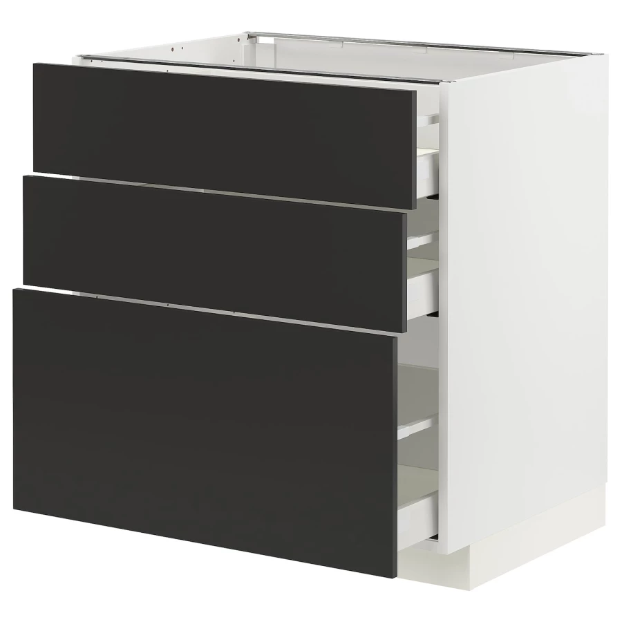 Напольный шкаф - IKEA METOD MAXIMERA, 88x62x80см, белый/черный, МЕТОД МАКСИМЕРА ИКЕА (изображение №1)