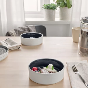 Второе фото. Набор мисок, 2 шт. - IKEA OMBONAD, 15 см, белый/серый, ОМБОНАД ИКЕА