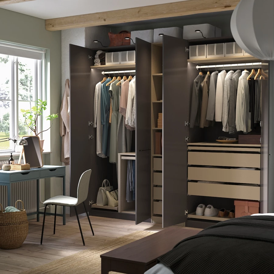 Комбинация гардероба - IKEA PAX/FORSAND/ПАКС/ФОРСАНД ИКЕА, 60х250х236,4 см, темно-серый (изображение №3)