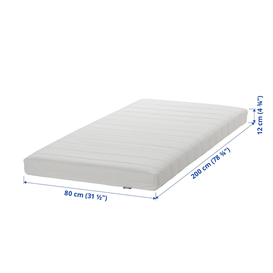 Матрас для односпальной кровати - AFJALL  IKEA/ АФЬЕЛЛЬ ИКЕА, 80x200 см, белый (изображение №8)