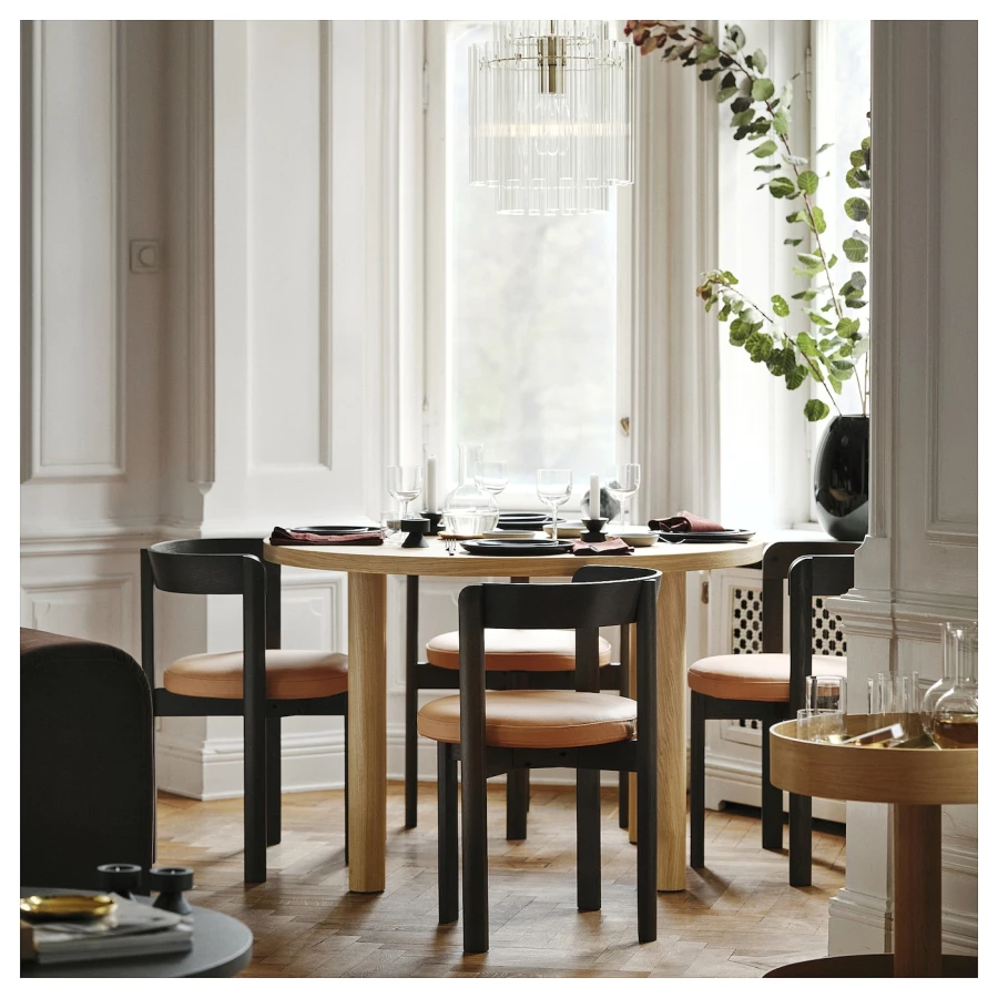 Стул IKEA STOCKHOLM 2025/СТОКГОЛЬМ 2025 ИКЕА, 50х74х56 см, темно-коричневый/оранжевый (изображение №3)