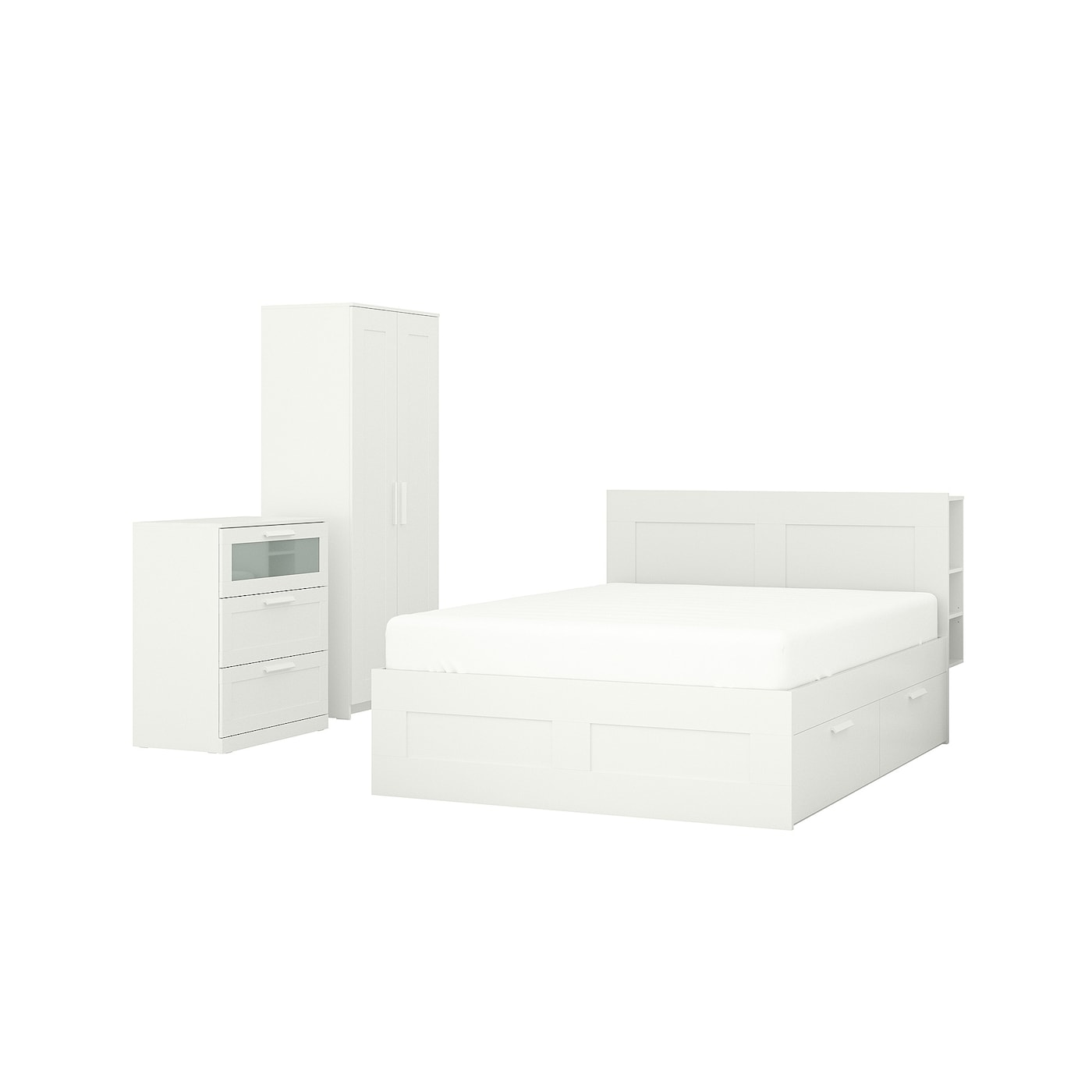 Комплект мебели для спальни - IKEA BRIMNES, 160х200см, белый, БРИМНЭС ИКЕА