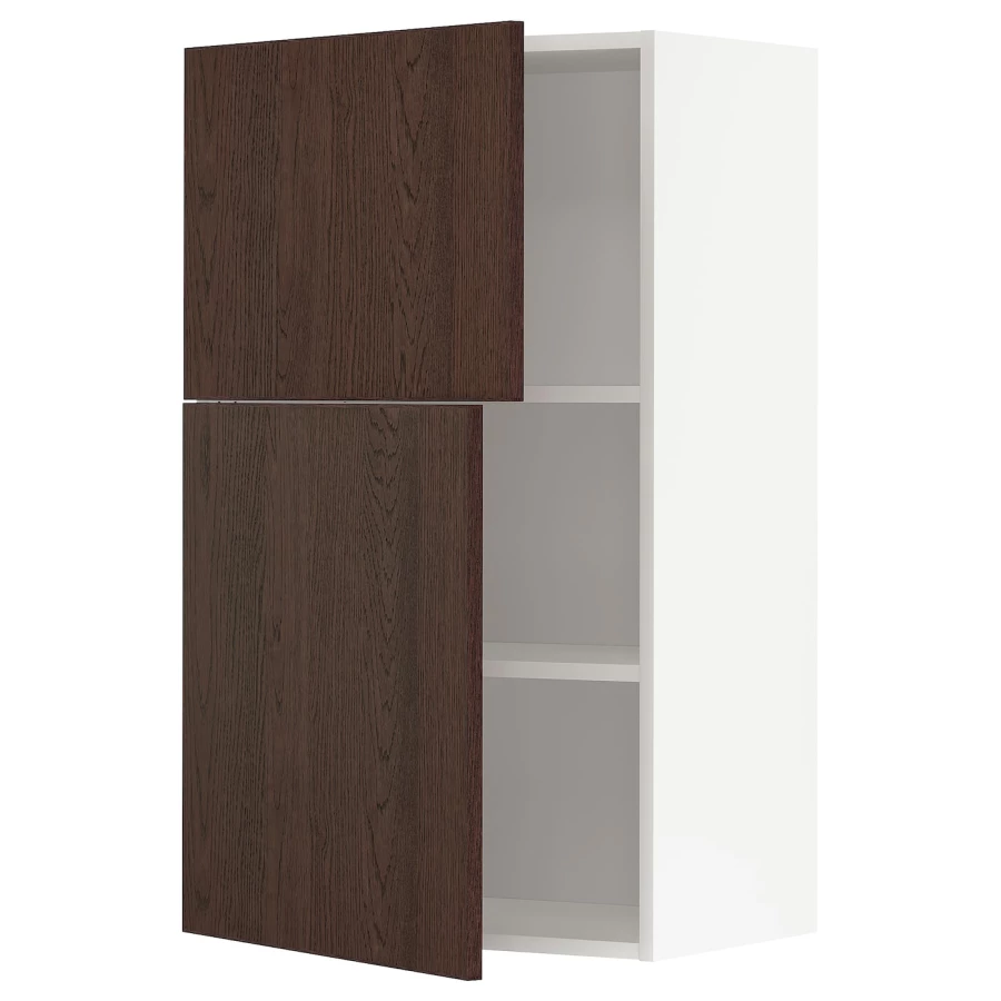 Навесной шкаф с полкой - METOD IKEA/ МЕТОД ИКЕА, 100х60 см, белый/коричневый (изображение №1)
