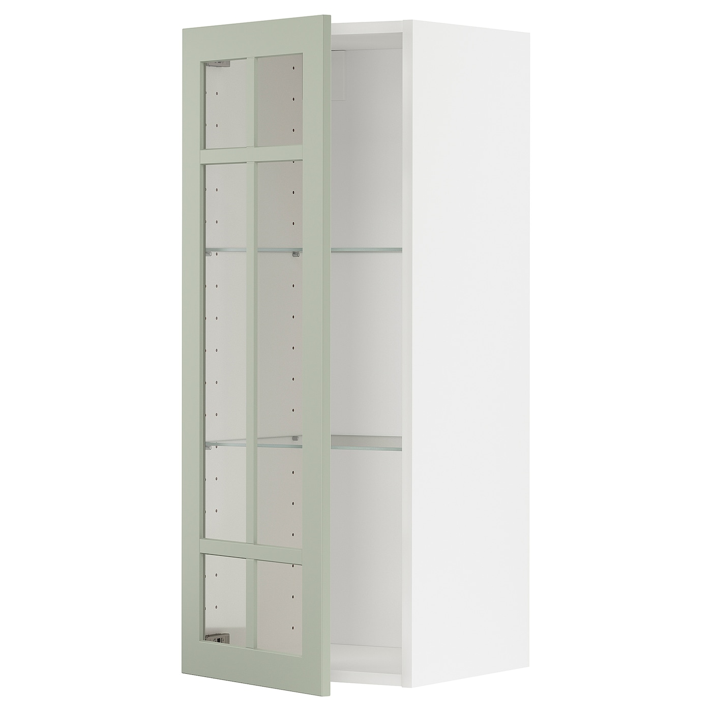 Шкаф со стеклянными дверцами -  METOD  IKEA/  МЕТОД ИКЕА, 100х40 см, белый/зеленый