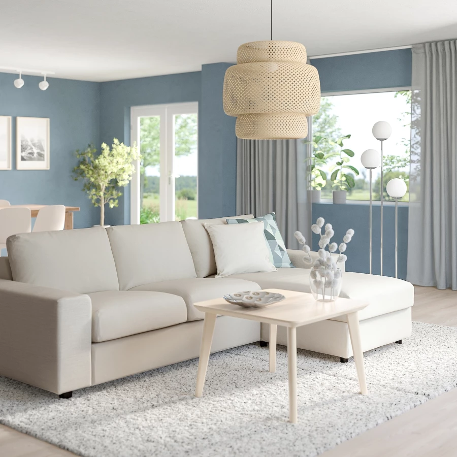 3-местный диван с шезлонгом - IKEA VIMLE, 98x285см, белый, ВИМЛЕ ИКЕА (изображение №3)