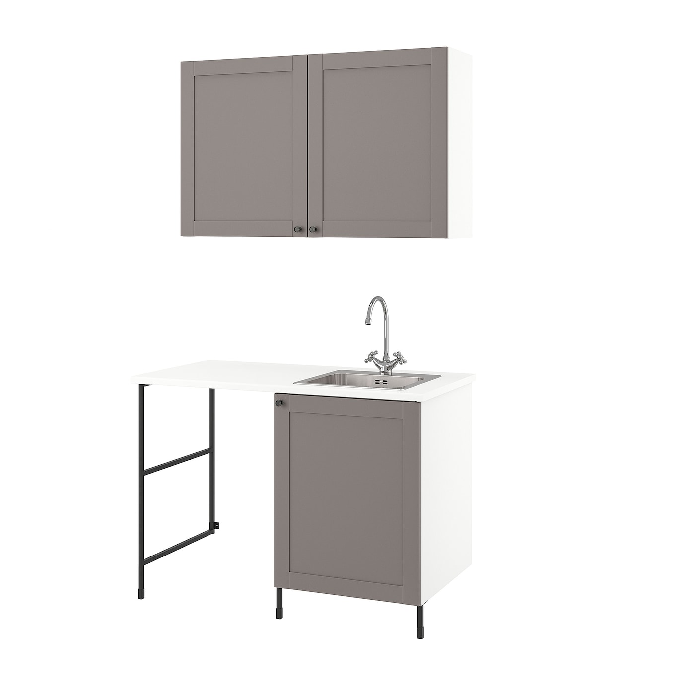 Комбинация для ванной - IKEA ENHET,  139x63.5x87.5 см, серый/антрацит, ЭНХЕТ ИКЕА