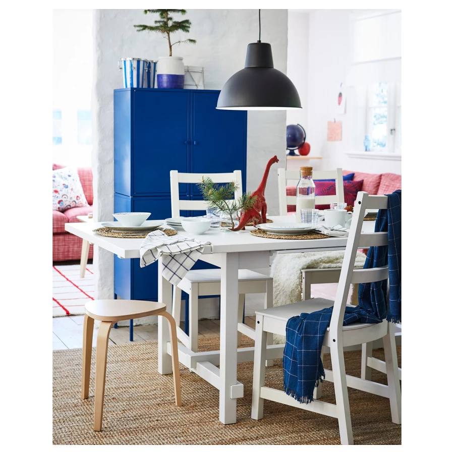 Стол и 4 стула - NORDVIKEN /IKEA/ НОРДВИКЕН  ИКЕА,  152/2223х95  см, белый (изображение №4)