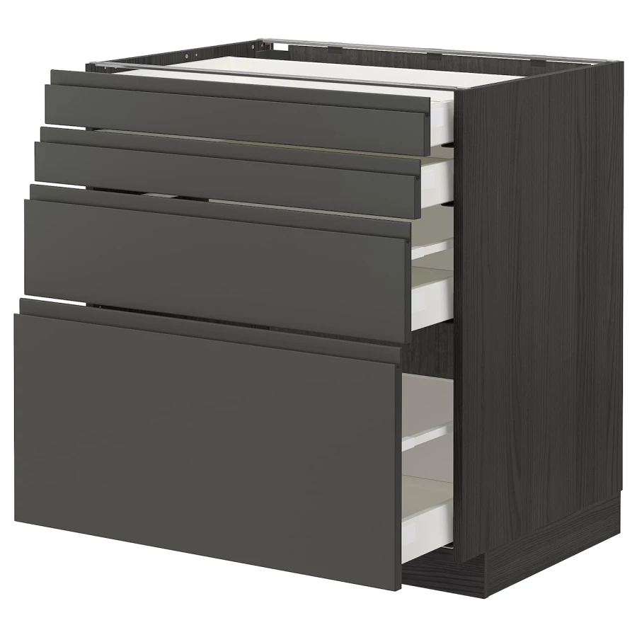 Напольный кухонный шкаф  - IKEA METOD MAXIMERA, 88x62x80см, черный/серый, МЕТОД МАКСИМЕРА ИКЕА (изображение №1)