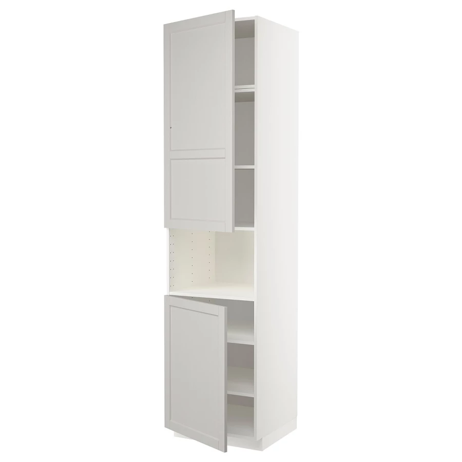 Кухонный шкаф-пенал - IKEA METOD/МЕТОД ИКЕА, 240х60х60 см, белый/серый (изображение №1)