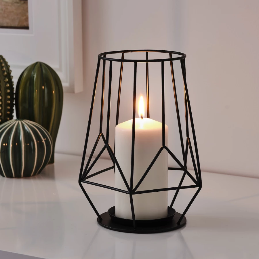 Подсвечник для формовой свечи - IKEA PÄRLBAND/PARLBAND/ПЭРЛБАНД ИКЕА, 21х15 см, черный (изображение №2)