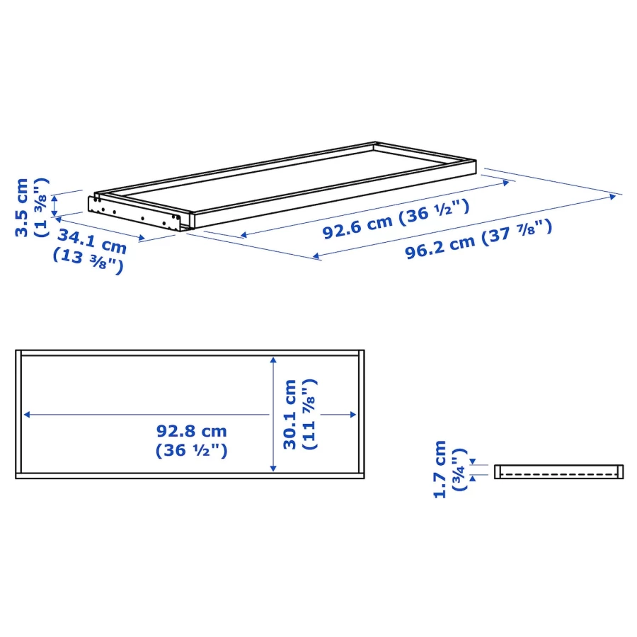 Выдвижной поддон - IKEA KOMPLEMENT/КОМПЛИМЕНТ ИКЕА, 35х100 см, светло-коричневый (изображение №5)