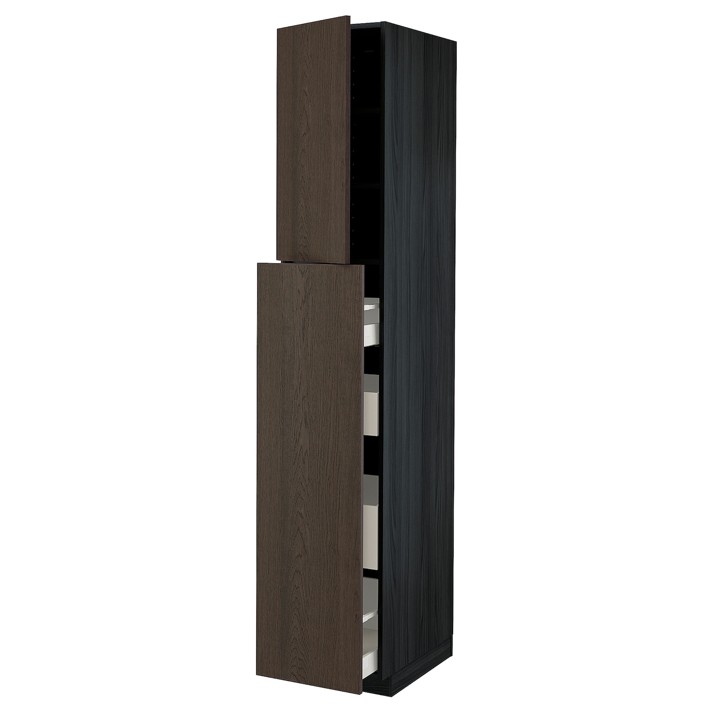 Высокий шкаф - IKEA METOD/MAXIMERA/МЕТОД/МАКСИМЕРА ИКЕА, 220х60х40 см, черный/коричневый