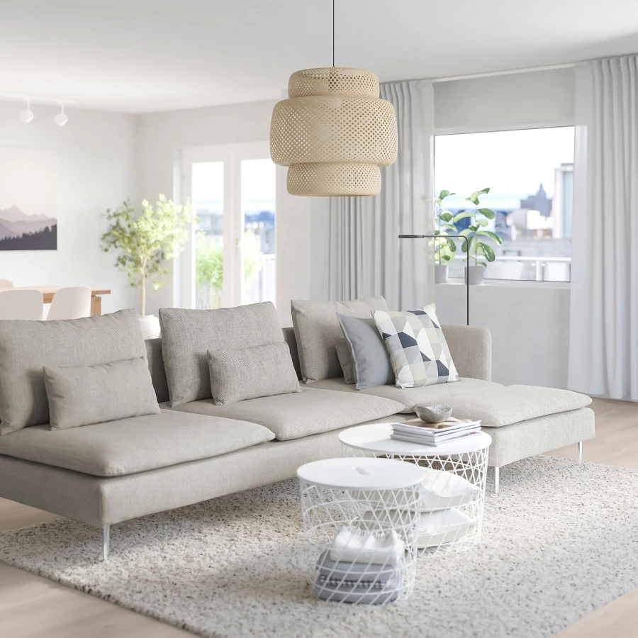 3-местный диван и козетка - IKEA SÖDERHAMN/SODERHAMN, 99x291см, серый/светло-серый, СЕДЕРХАМН ИКЕА (изображение №2)