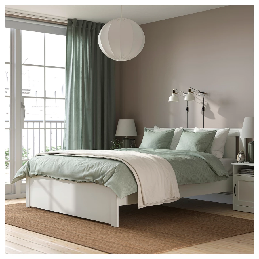 Двуспальная кровать - IKEA SONGESAND/LINDBÅDEN/LINDBADEN, 200х140 см, белый, СОНГЕСАНД/ЛИНДБАДЕН ИКЕА (изображение №4)
